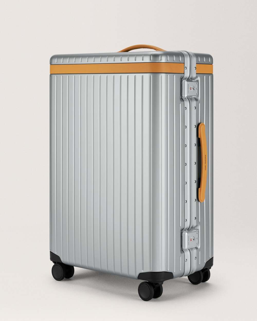 Carl Friedrik Check-In Hybrid Suitcase 76L Silver/Tan NEW Authentic